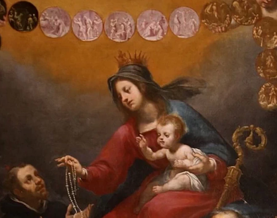 Madonna del rosario con ss. Sebastiano, Domenico, Gregorio Magno e monaca - dettaglio, Santa Maria Assunta (Gavinana, San Marcello Piteglio)